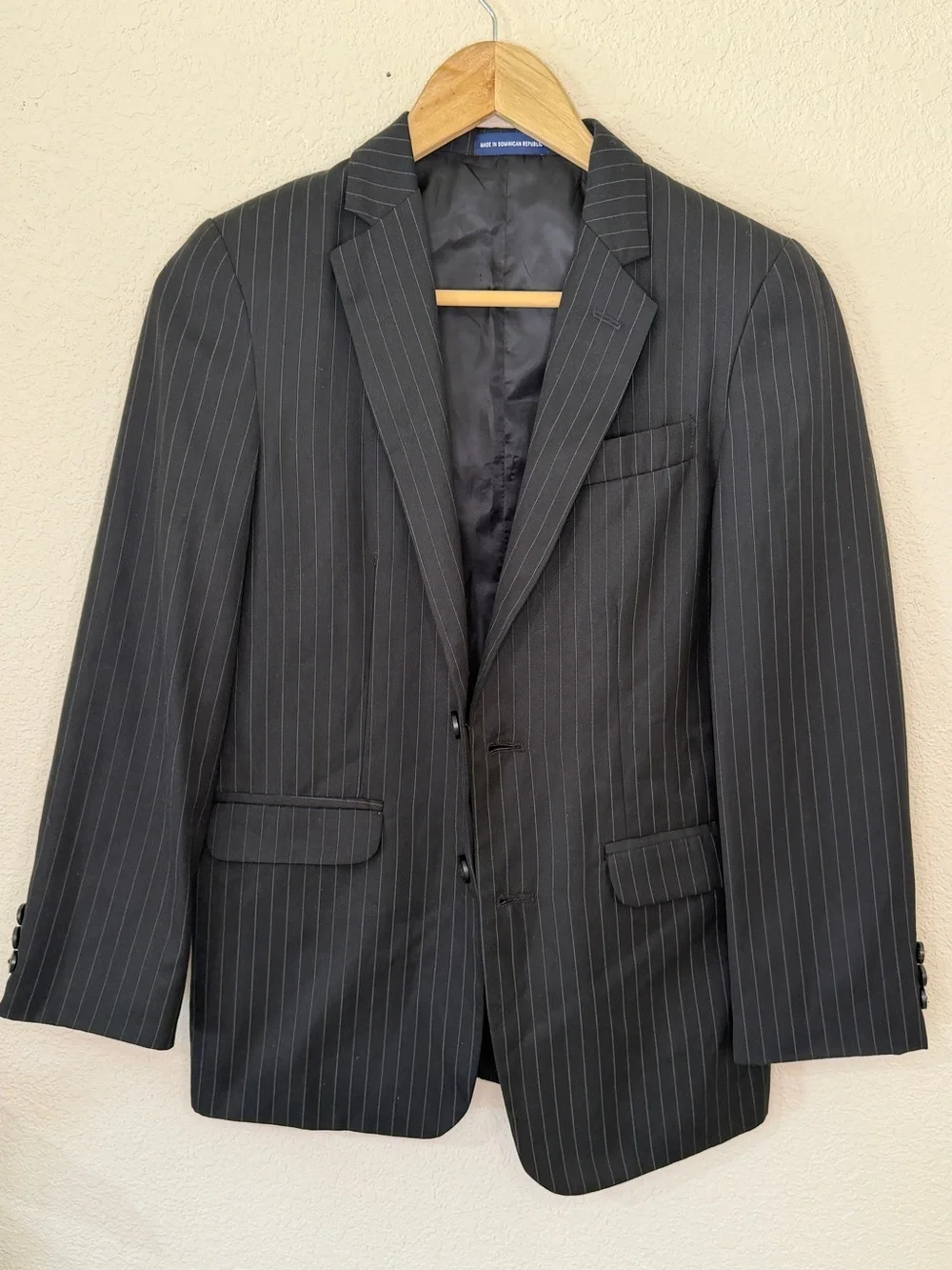 Chaps 2 piece Black Pinstripe Suit jacket coat pants Boys Size 14